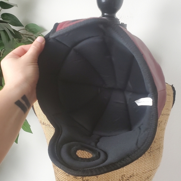 Vintage Style Football Helmet Burgundy and Black - Picture 6 of 8